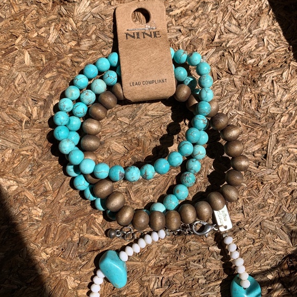 Boho American Eagle & Nine Turquoise/Wood Stretch - Picture 2 of 5